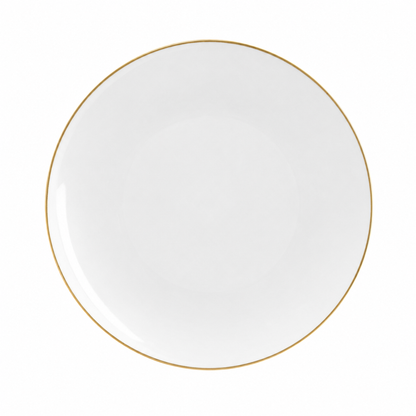 WHITE & GOLD ROUND REUSABLE DINNER PLATES | 10 PIECES