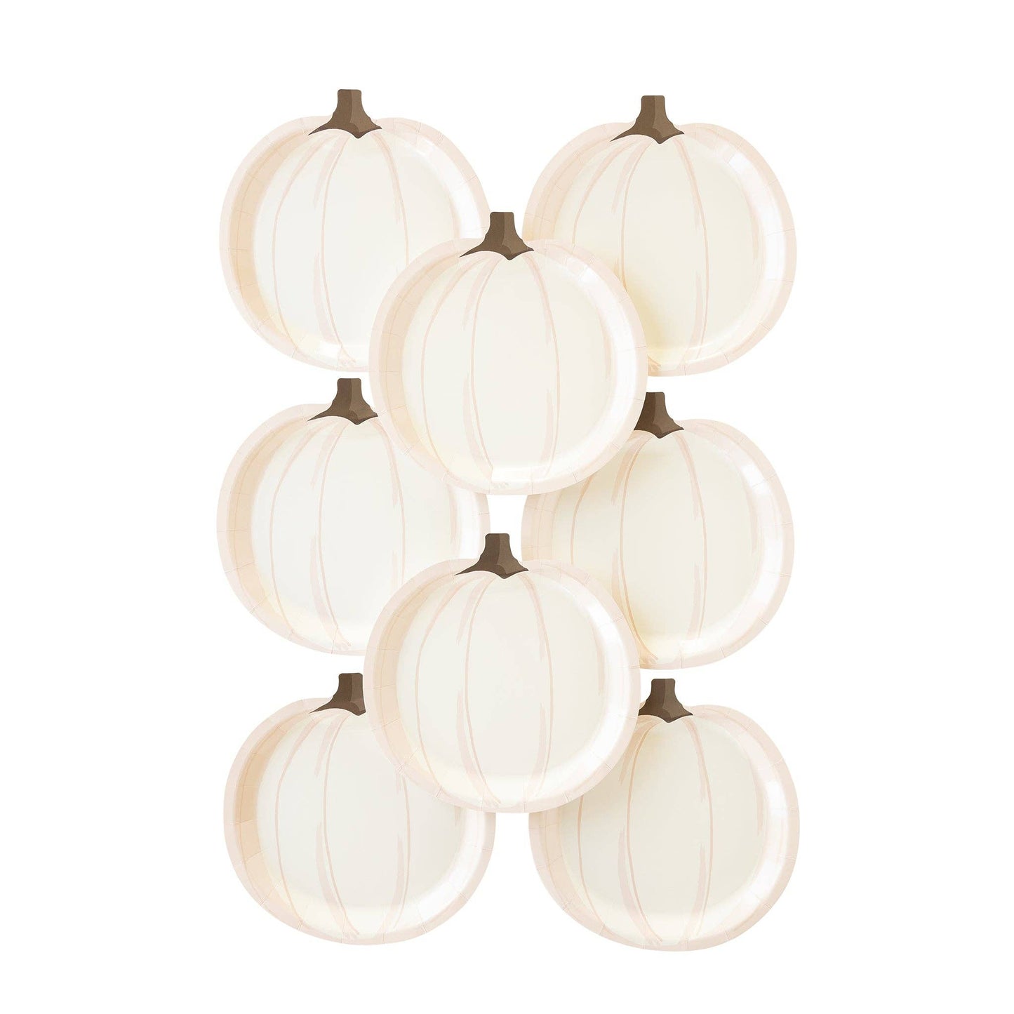 modern white and peach shaped pumpkin paper plates - 8 pack