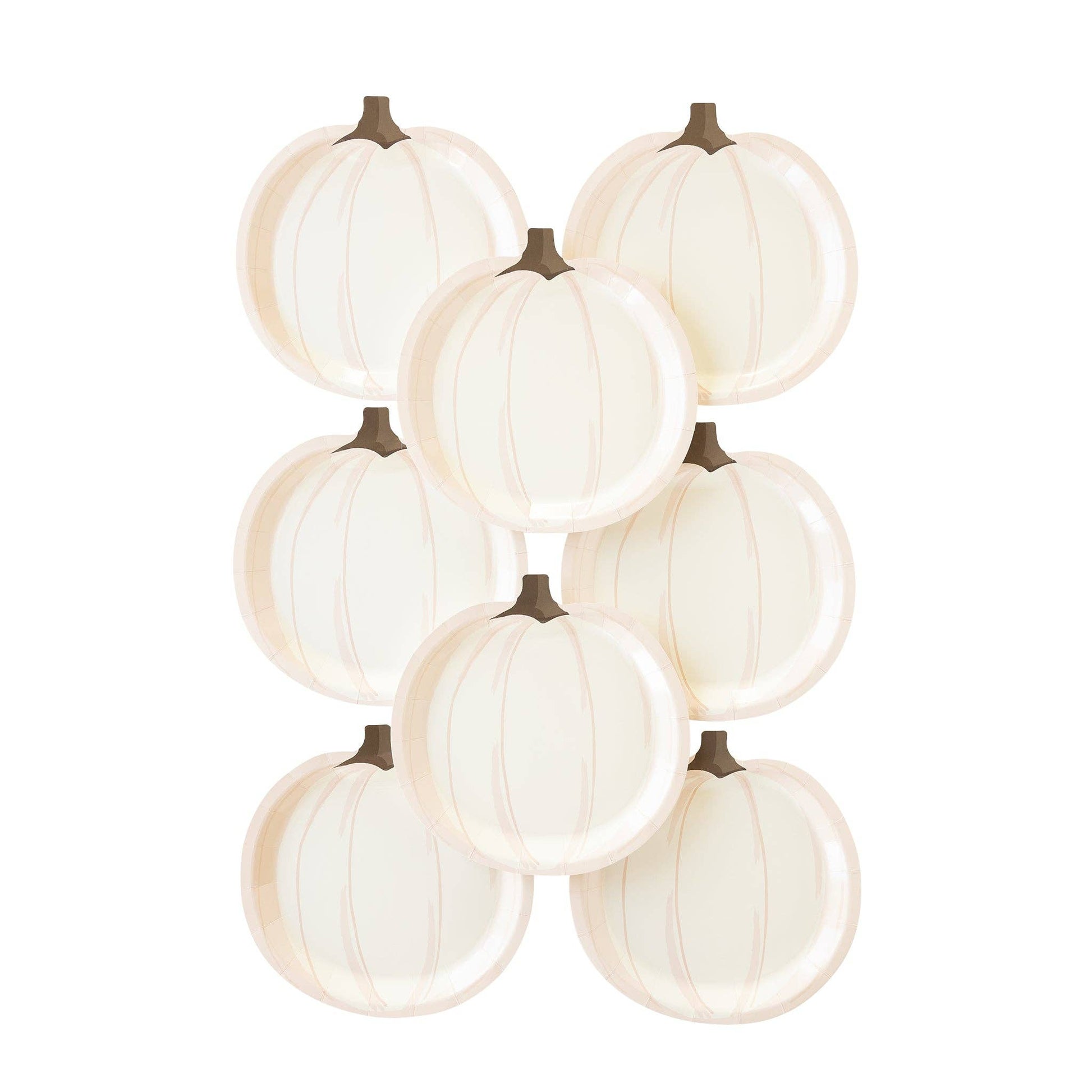 modern white and peach shaped pumpkin paper plates - 8 pack