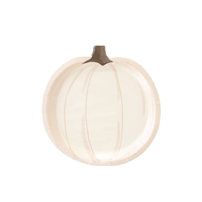 white pumpkin shaped paper plates - pack of 8