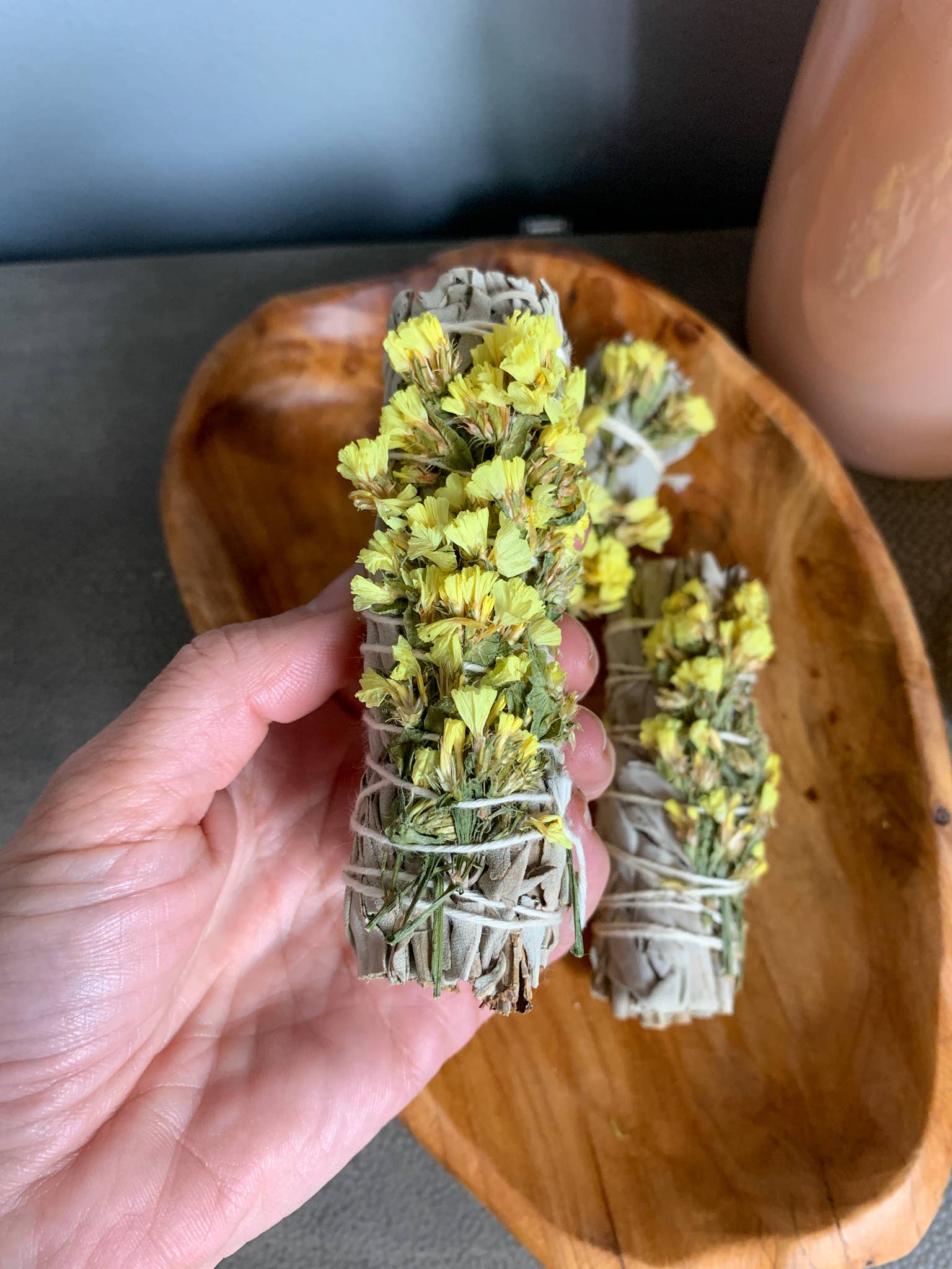 white sage with yellow flowers close up 