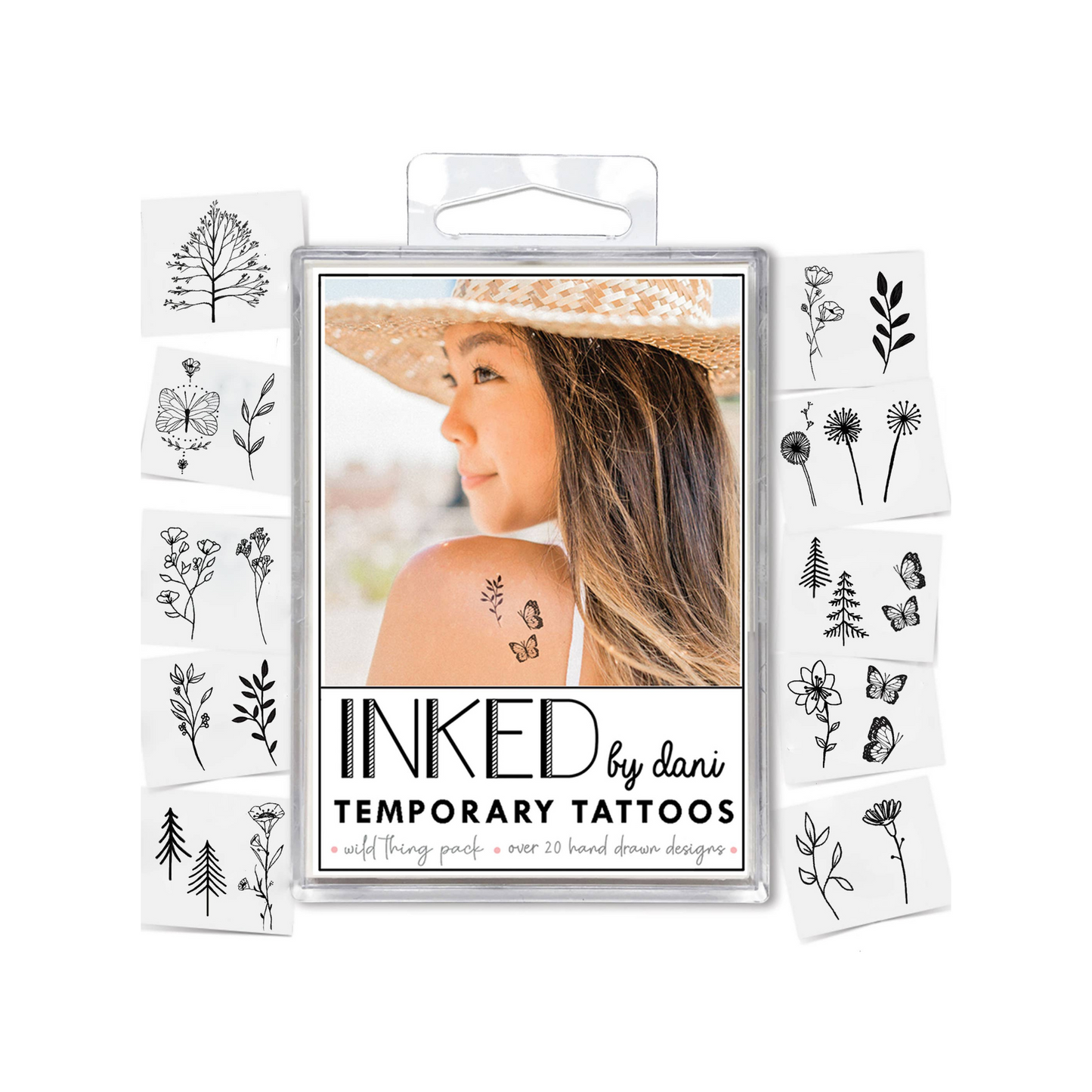 inked by dani wild thing pack of temporary tattoos with varied floral designs
