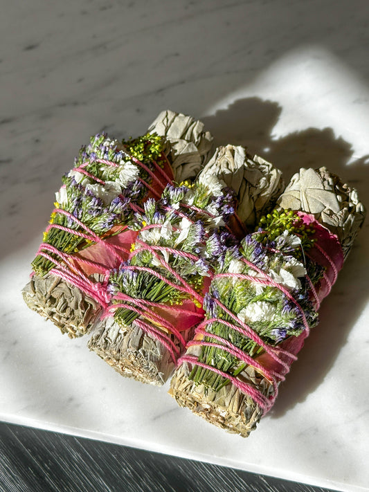 wildflower and white sage smudge stick 