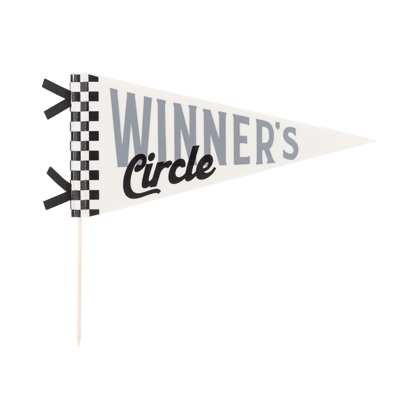 Winner’s Circle felt pennant with black and white checkered racing detail