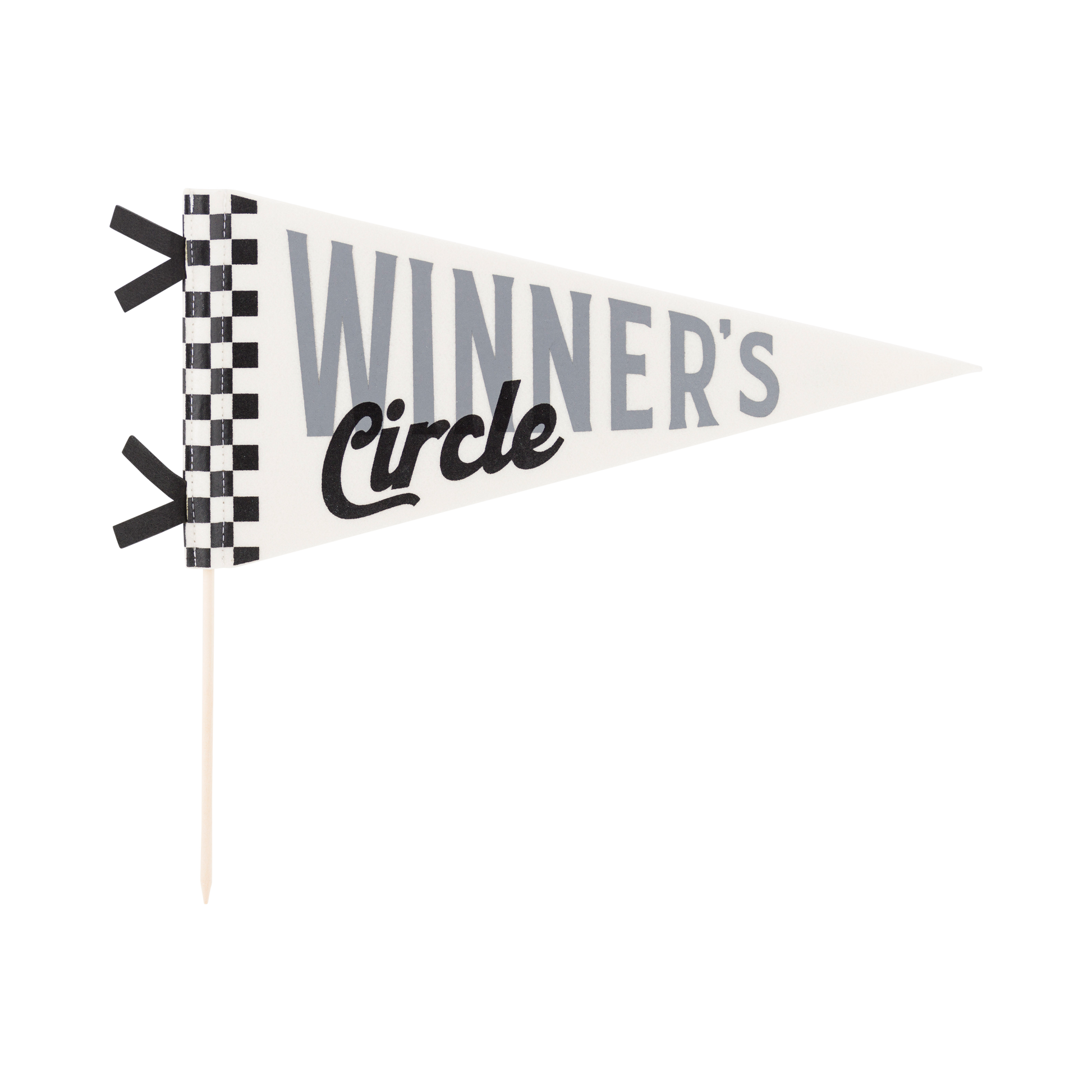 Winner’s Circle felt pennant with black and white checkered racing detail