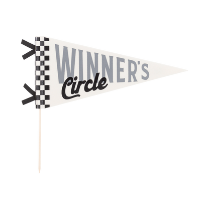Winner’s Circle felt pennant with black and white checkered racing detail