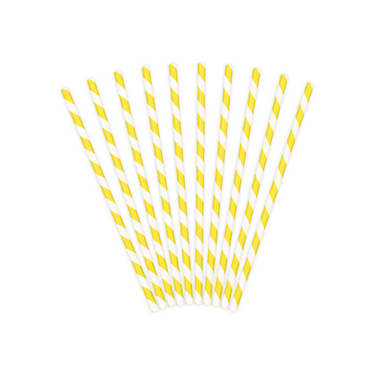 yellow and white striped straws by partydeco
