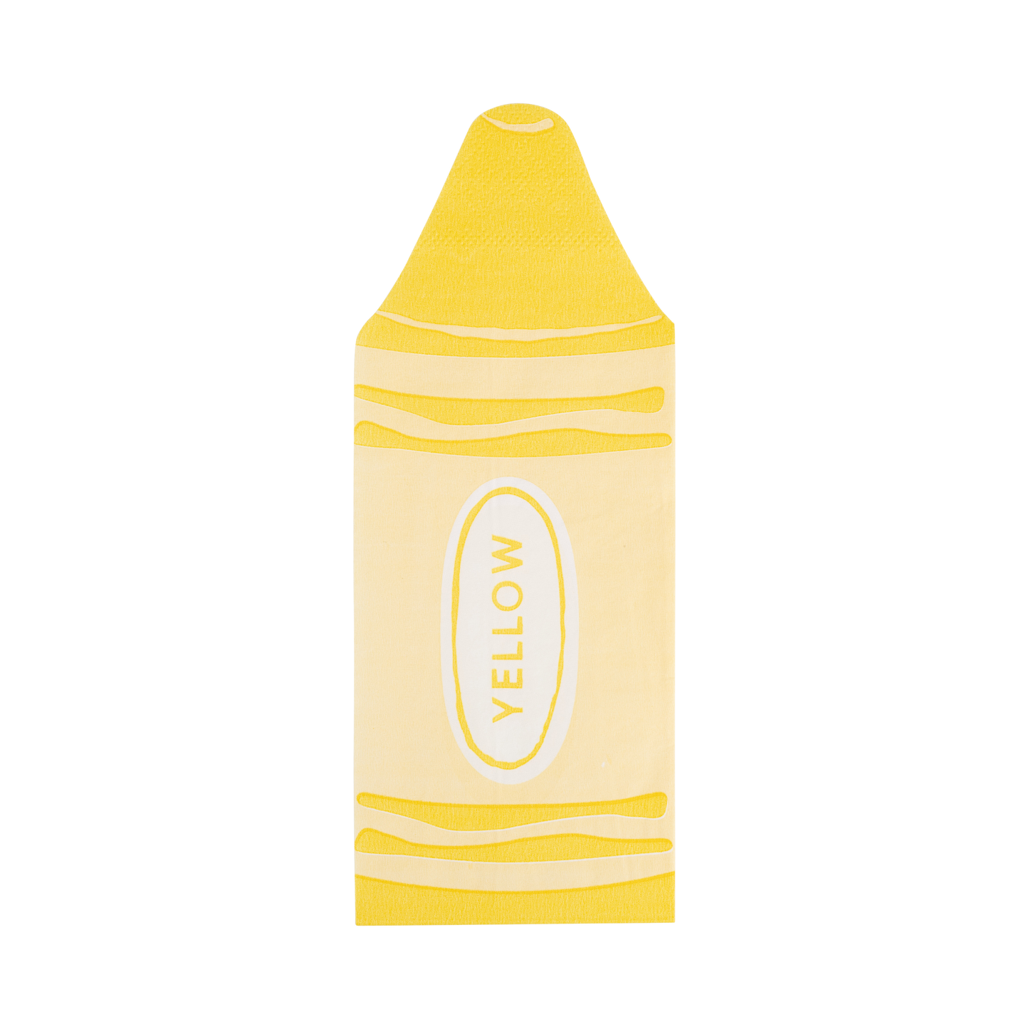 Yellow crayon-shaped napkin on a white background