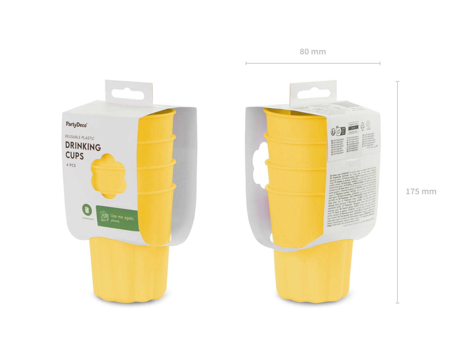 Bright yellow reusable cup with scalloped design, ideal for parties and events, available in Toronto and shipping across Canada.
