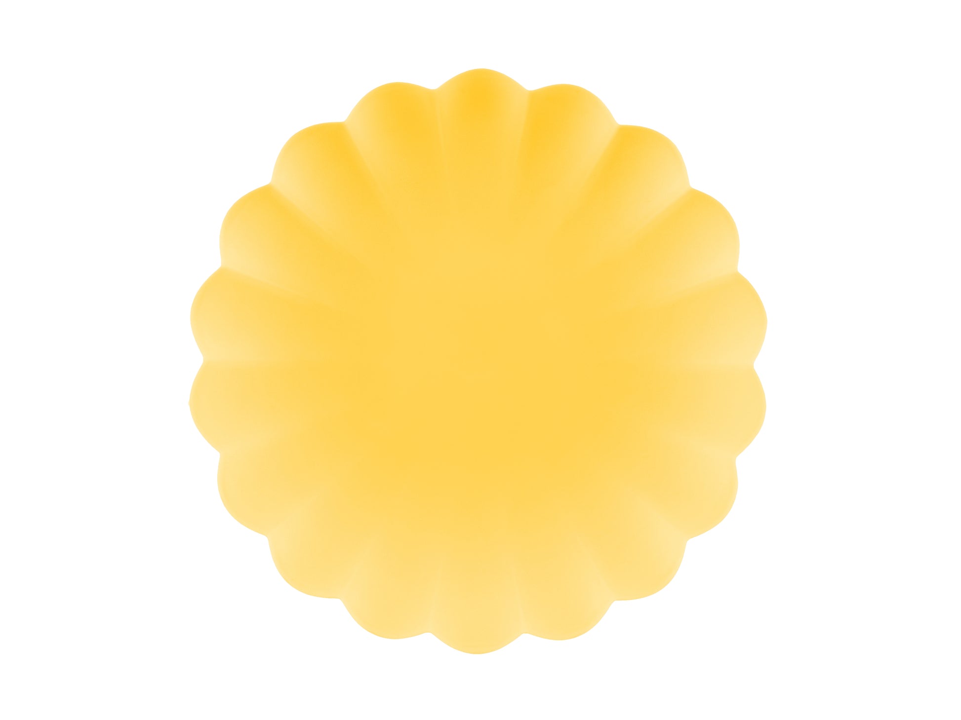 Yellow reusable scalloped-edge plates for birthdays and celebrations, available in Toronto and shipping across Canada.