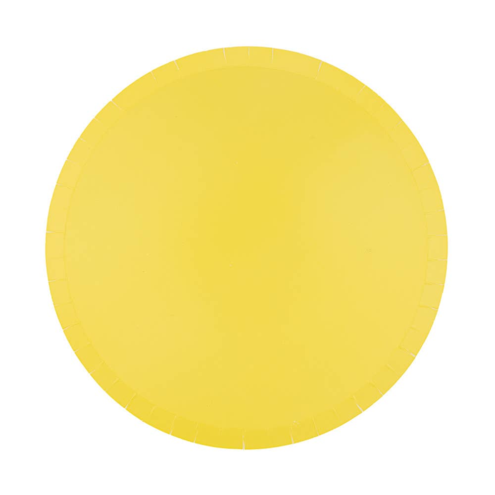 Solid yellow round paper plates- pack of 8. Sold in Toronto at Confetti My Party
