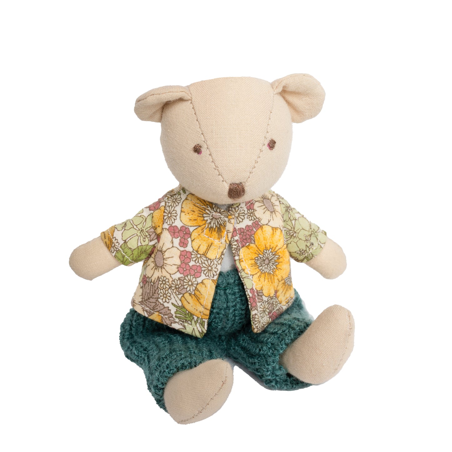 mini bear with knitted shorts snd suspenders