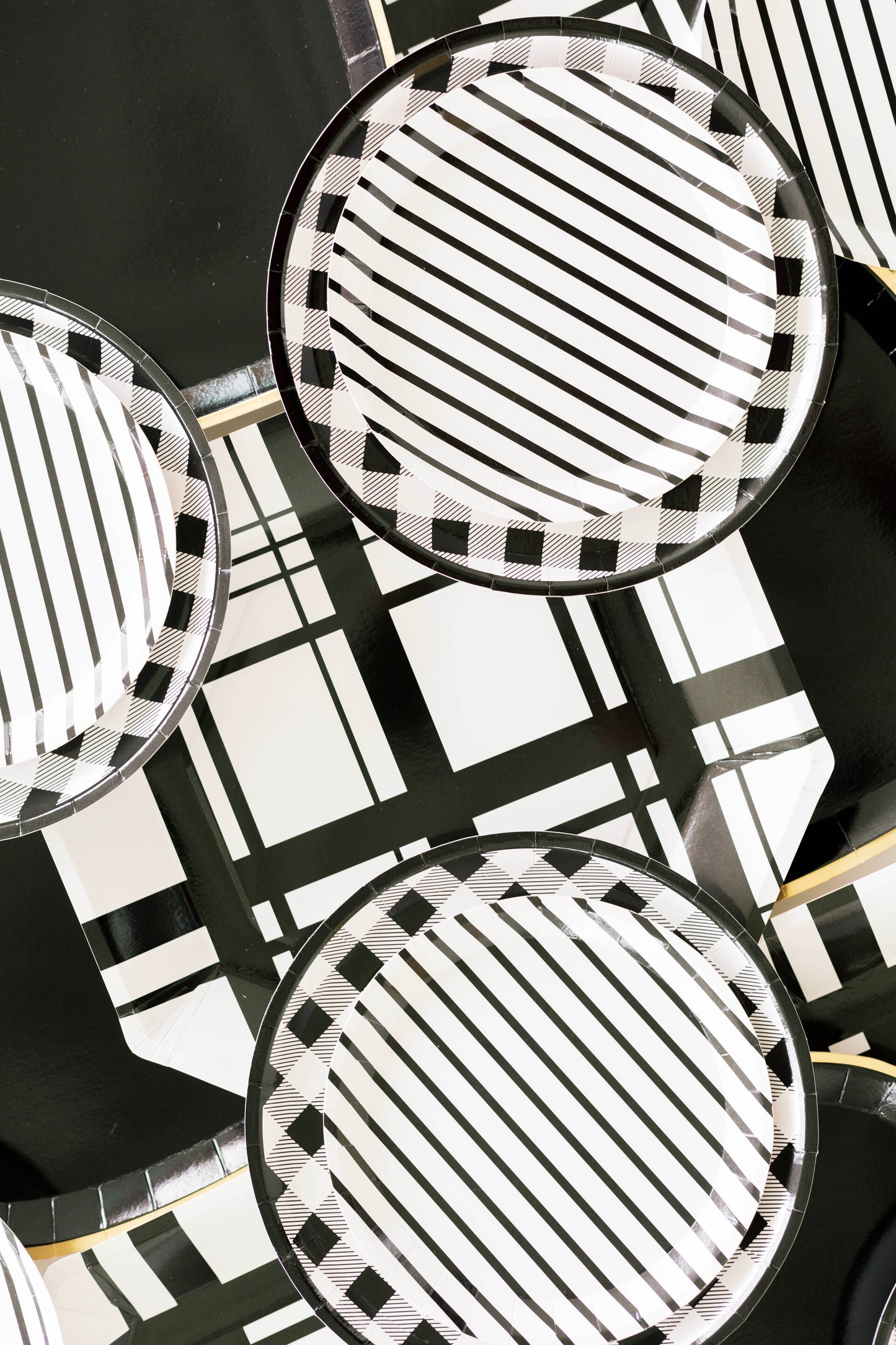 black and white striped dessert plates