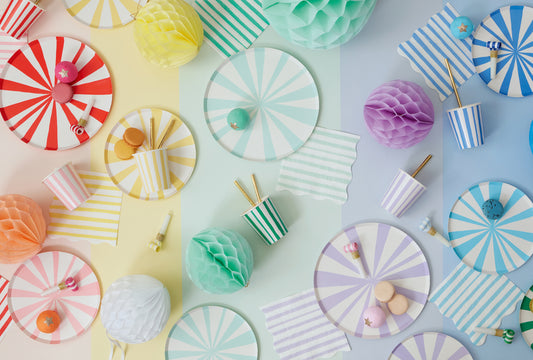 mixed stripe dinner plates by meri meri