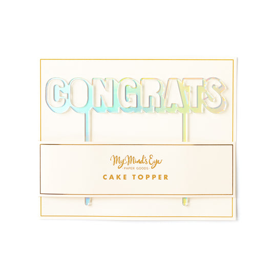 HOLOGRAPHIC CONGRATS CAKE TOPPER