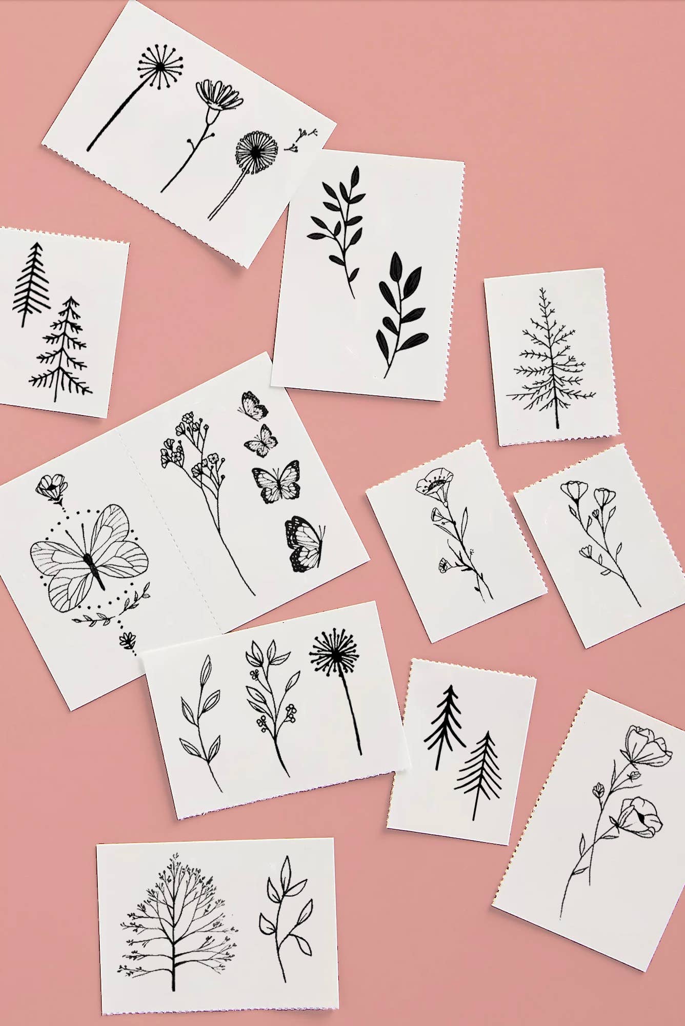 different floral designs from inked by dani's wild thing temporary tattoo pack