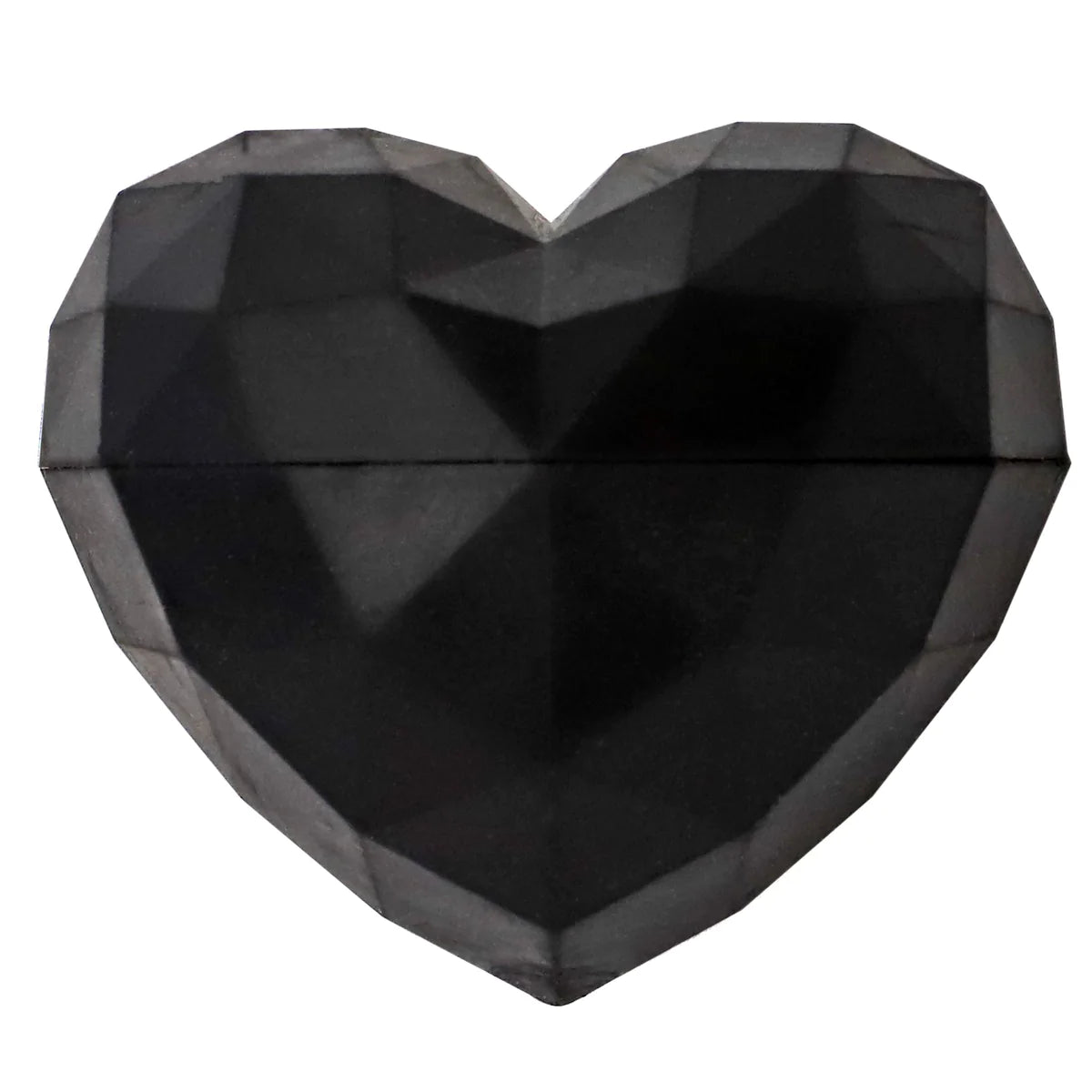 closed black geometric heart shaped lip balm