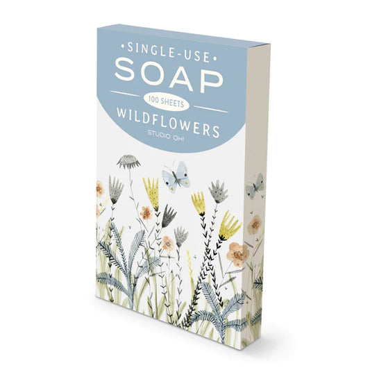 wildflowers single use soap sheets in package