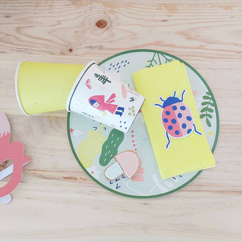 woodland themed tableware featuring little red riding hood