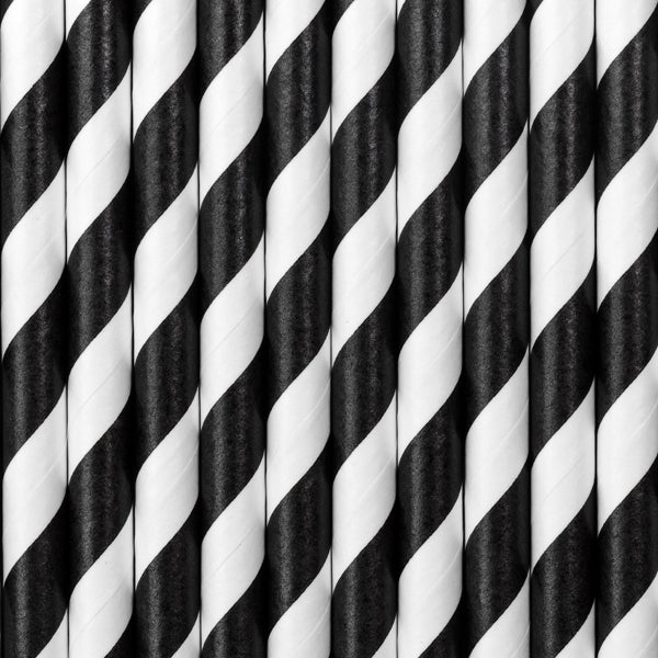 black and white paper straws