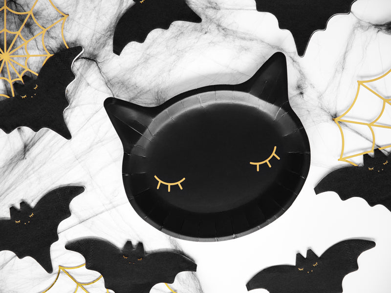 black cat paper plates