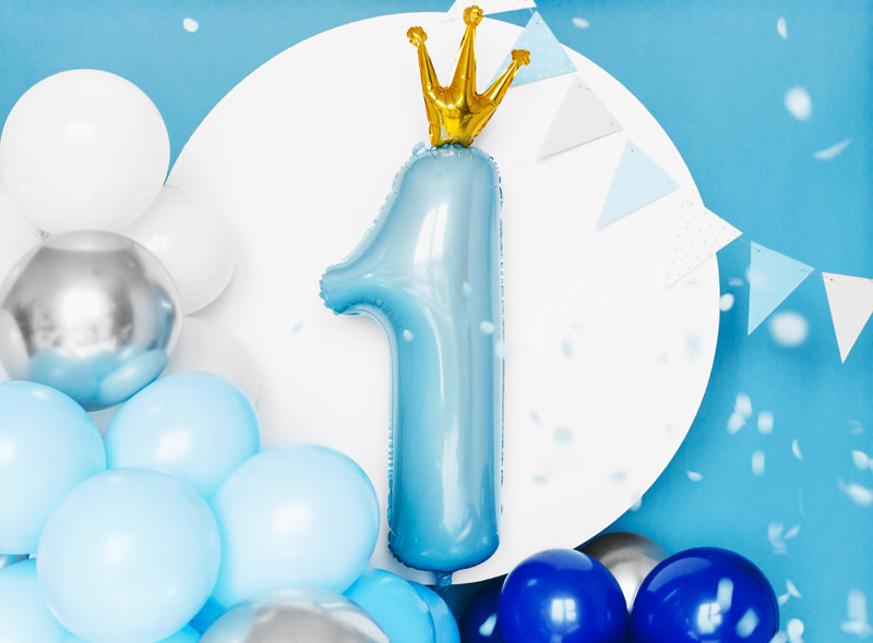 blue crown number 1 foil balloon
