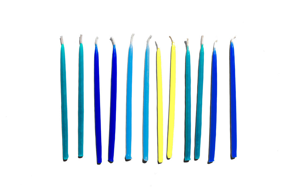 blue hand dipped birthday candles