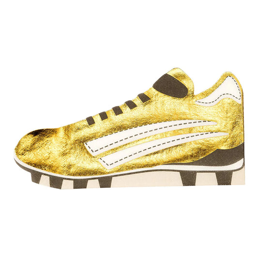 gold soccer champions cleat shaped napkin