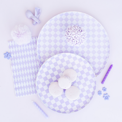 checkered purple plates by jollity & co.