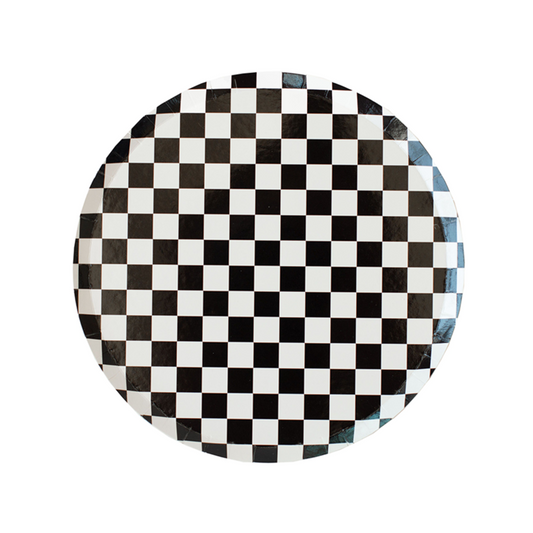 black and white checkered plate