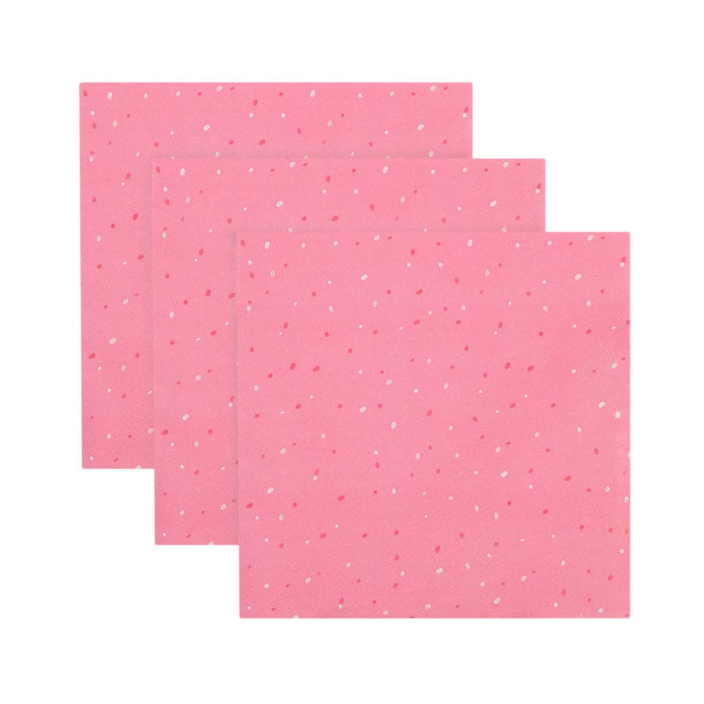 pink paper napkin with dark pink speckle