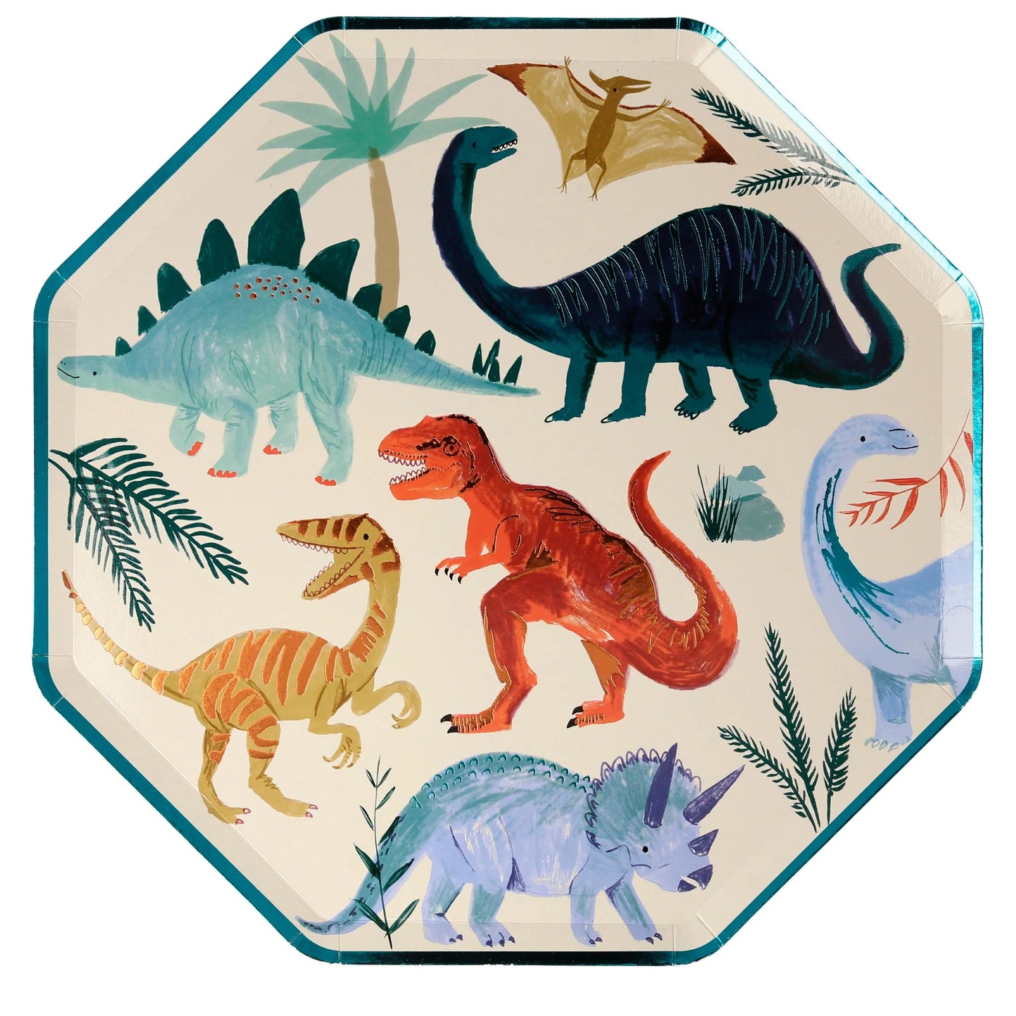 dinosaur plate with blue metallic detail
