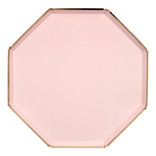 pink hexagon plate with gold trim