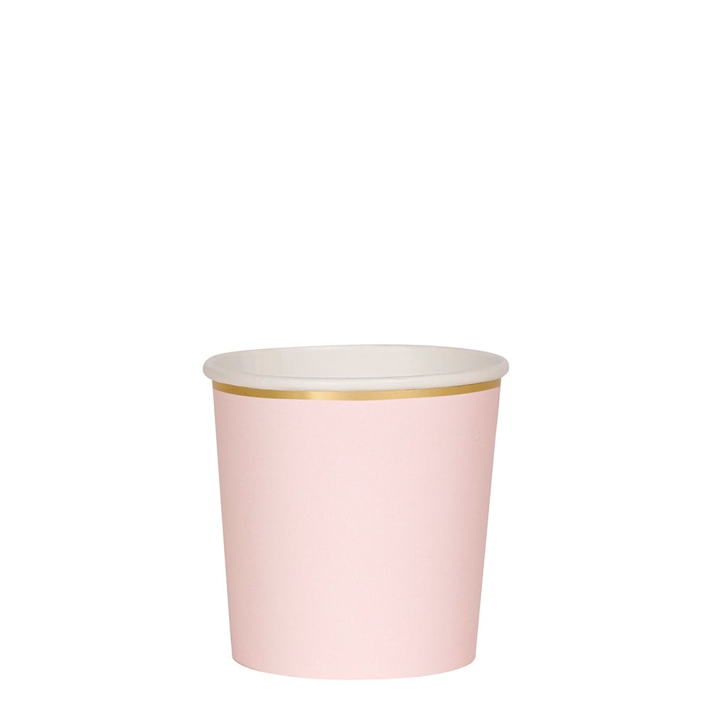 dusty pink mini cups with gold trim