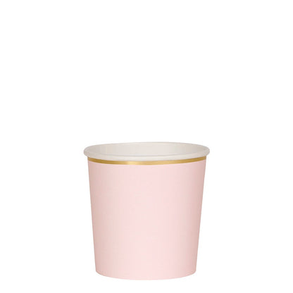 dusty pink mini cups with gold trim