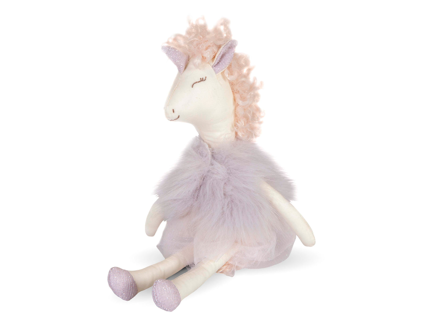 unicorn doll with purple fur vest