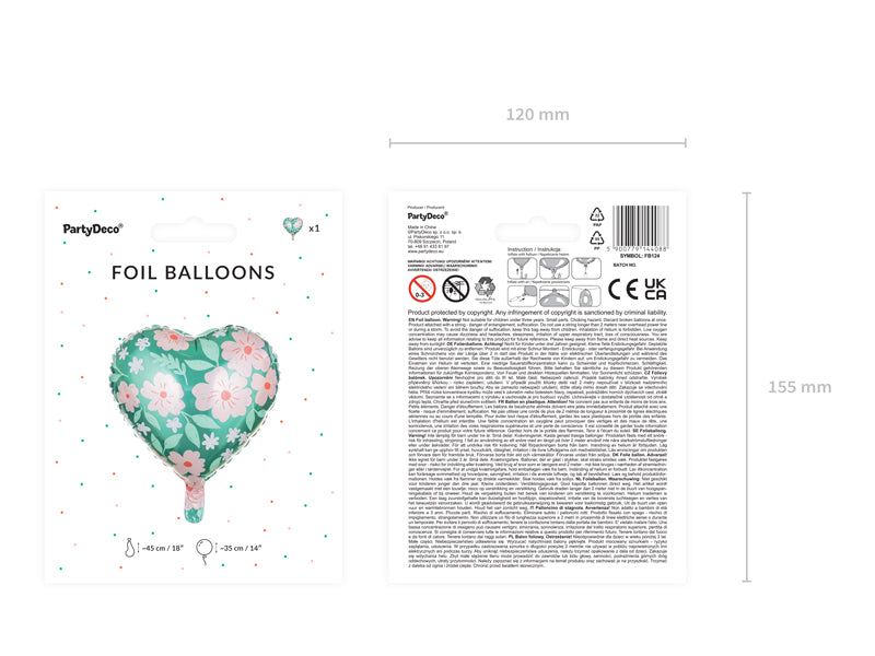 blush floral heart shaped balloon packaging