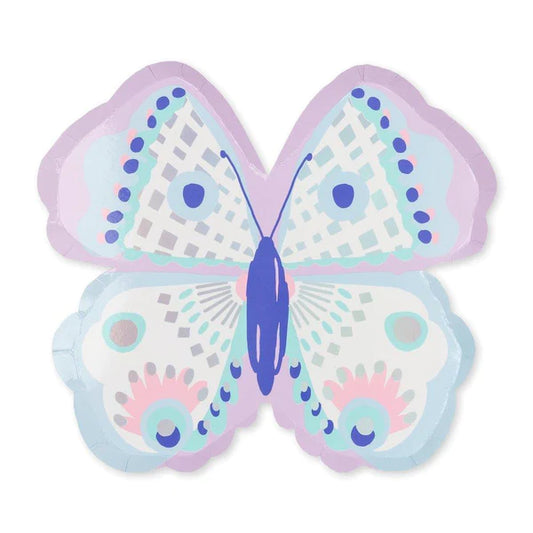lilac and blue butterfly paper plates