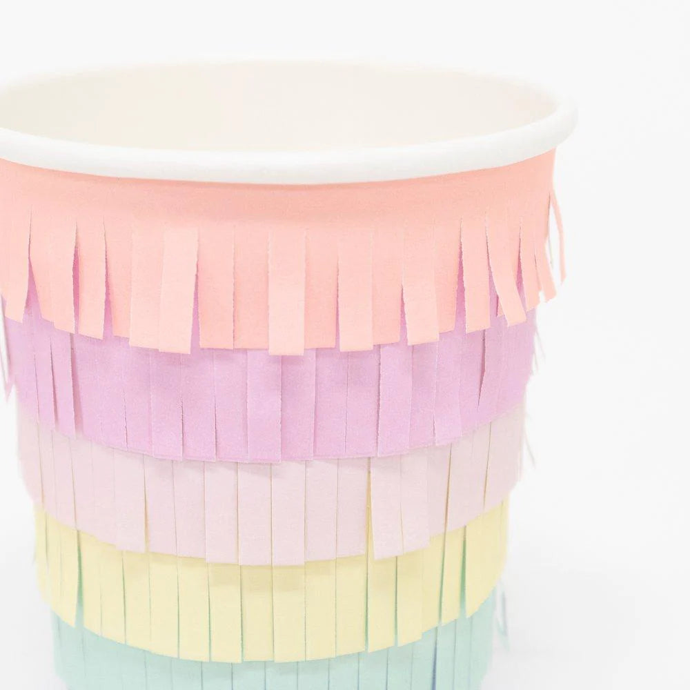 party cups with rainbow fringe