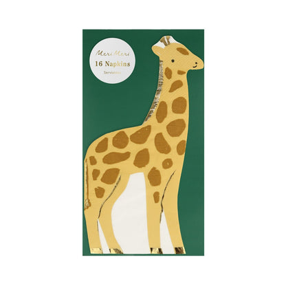 giraffe napkins with gold foil detail in packaging
