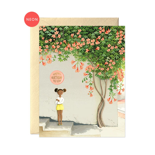 GIRL UNDER VINE BIRTHDAY GREETING CARD