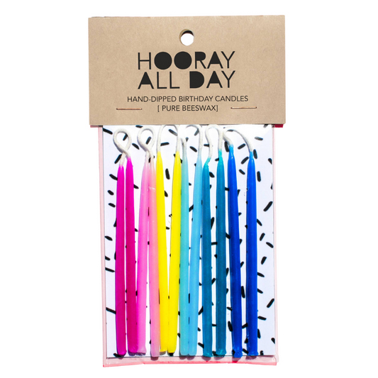 birthday candles in rainbow colours