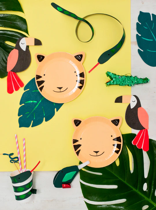 jungle themed birthday with toucan napkins by meri meri