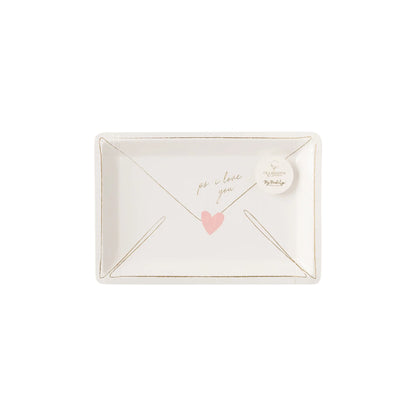 love note shaped paper plate in package