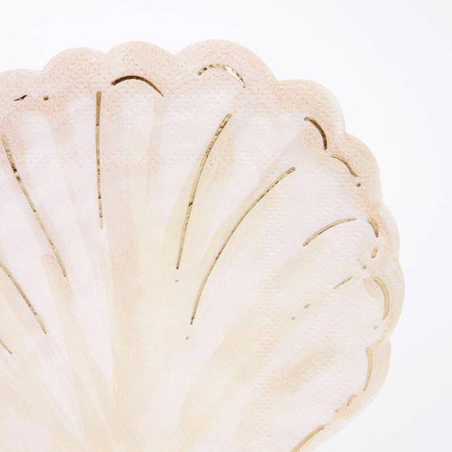 close up of watercolour clam napkins by meri meri