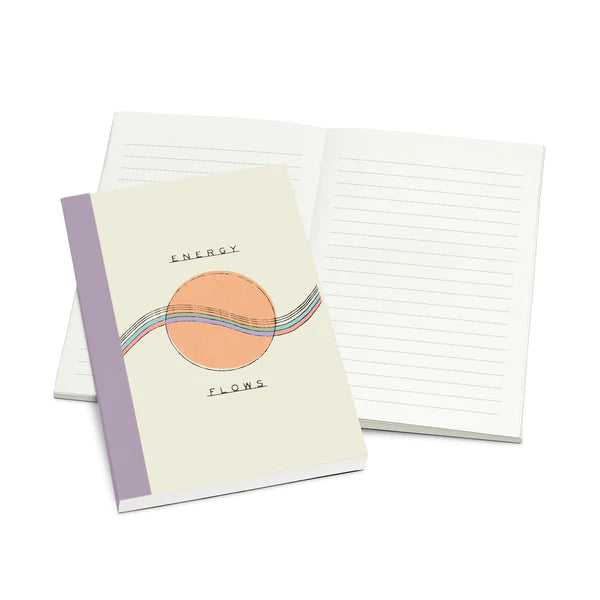 ivory, purple and orange energy flows notebook