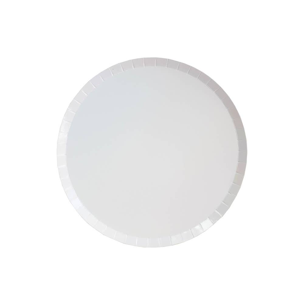 pearl white paper plate with shiny iridescent finish