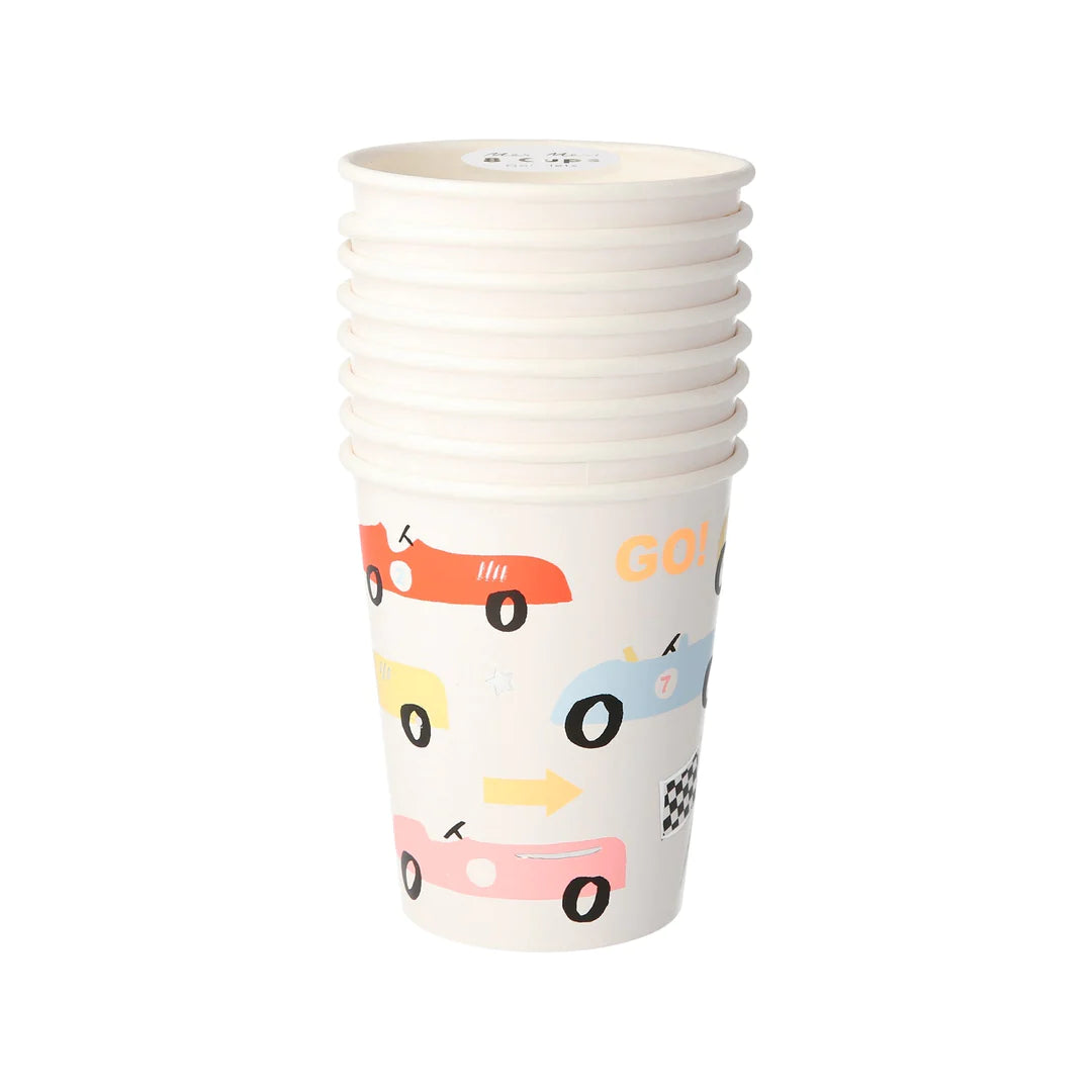 stacked race car party cups