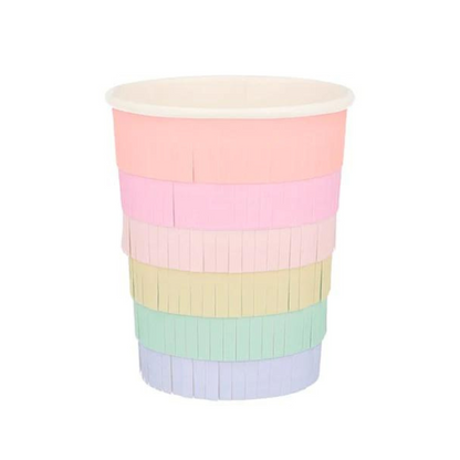 rainbow fringe party cups by meri meri