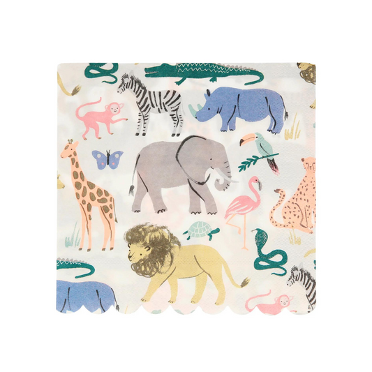 large dinner napkins with safari animals